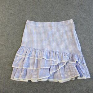 Lilly Pulitzer Mini Skirt Women Size 2 Lavender Gingham Plaid Tiered Ruffle